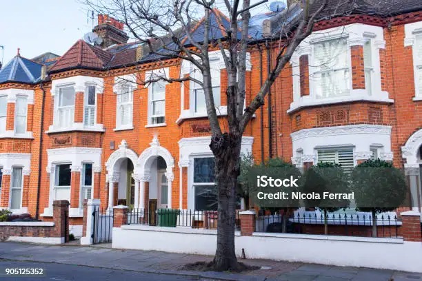 Red-brick Victorian terrace house in Clapham